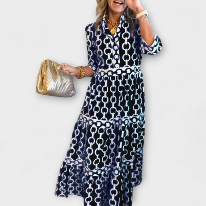 Juliette - Vestido Midi com Padrão de Corrente