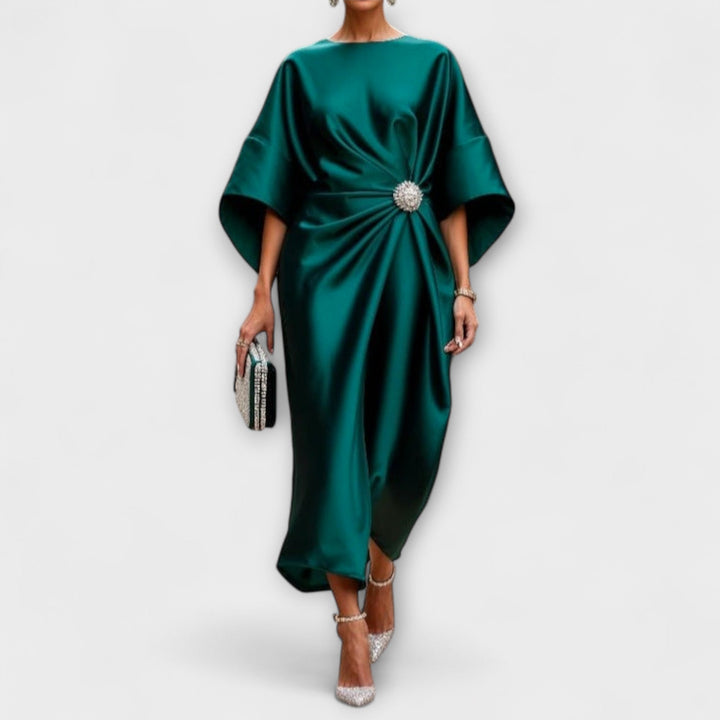 Vestido Longo de Cetim Luxe Shimmer