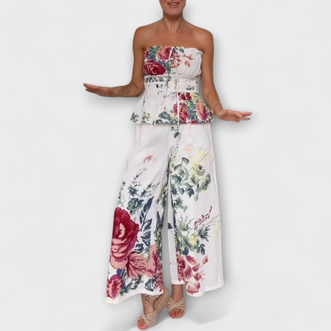 Indigo - Conjunto de Padrão Floral de Verão