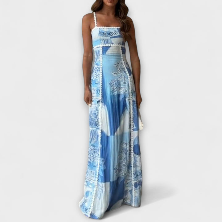 Terazza Ric Rac - Vestido Maxikleid Flare em Linho
