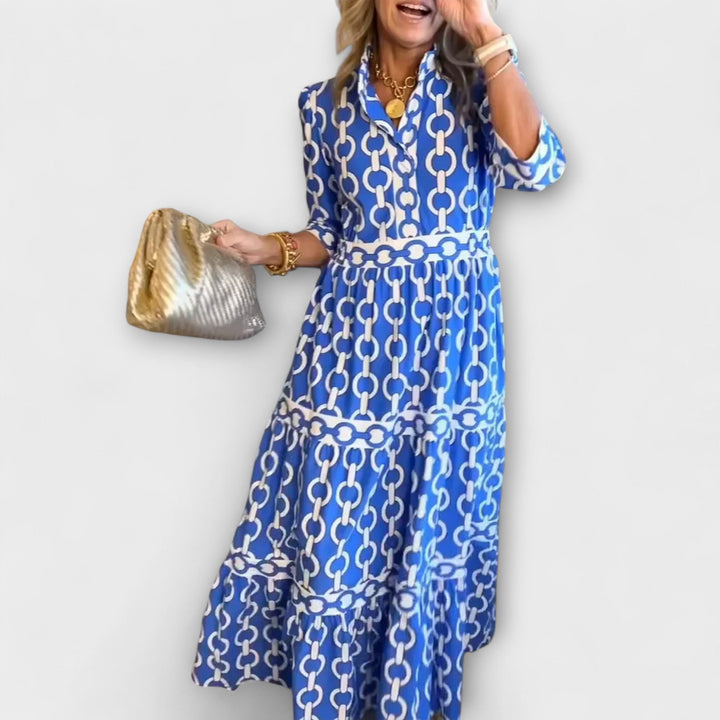 Juliette - Vestido Midi com Padrão de Corrente