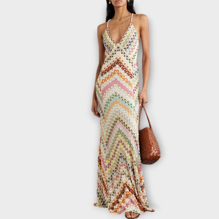 Remi - Vestido Maxi com Padrão de Peixe Colorido Missoni