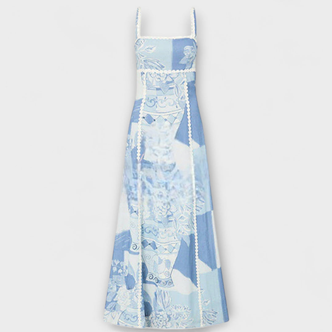 Terazza Ric Rac - Vestido Maxikleid Flare em Linho
