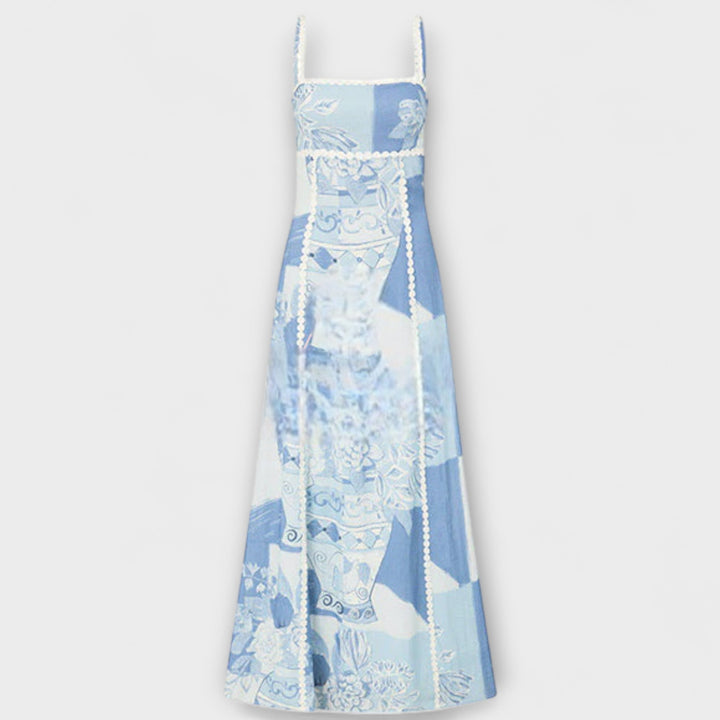 Terazza Ric Rac - Vestido Maxikleid Flare em Linho