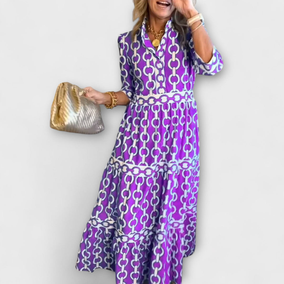 Juliette - Vestido Midi com Padrão de Corrente