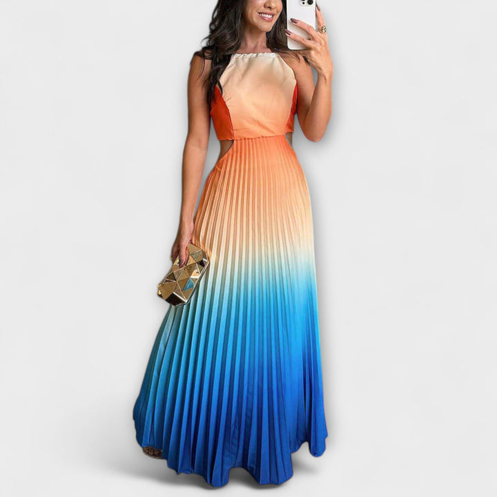 Haven - Elegante Vestido Maxi com Decote em V e Pregas