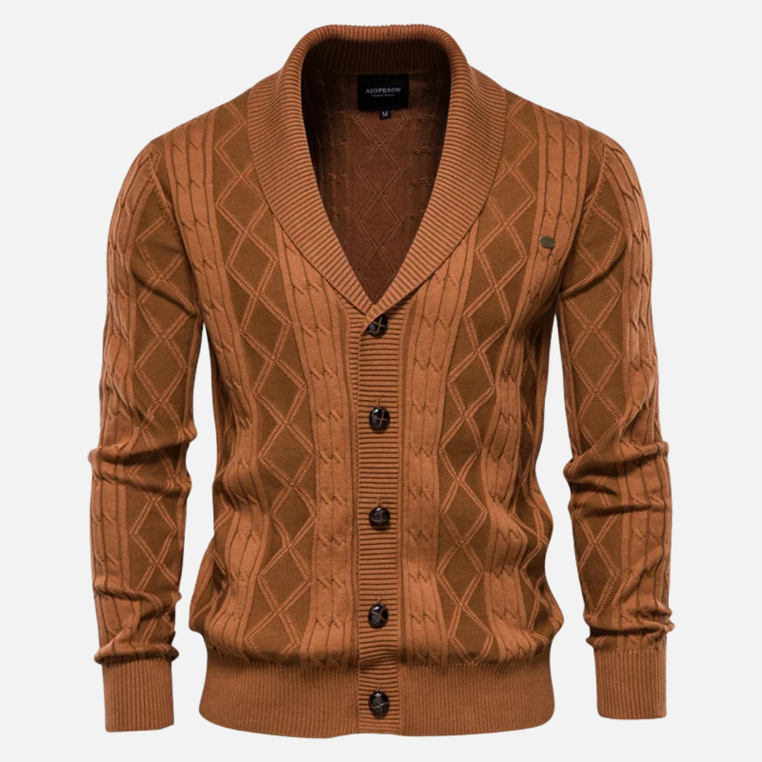 Francisco | Suave Cardigan Argyle para Conforto