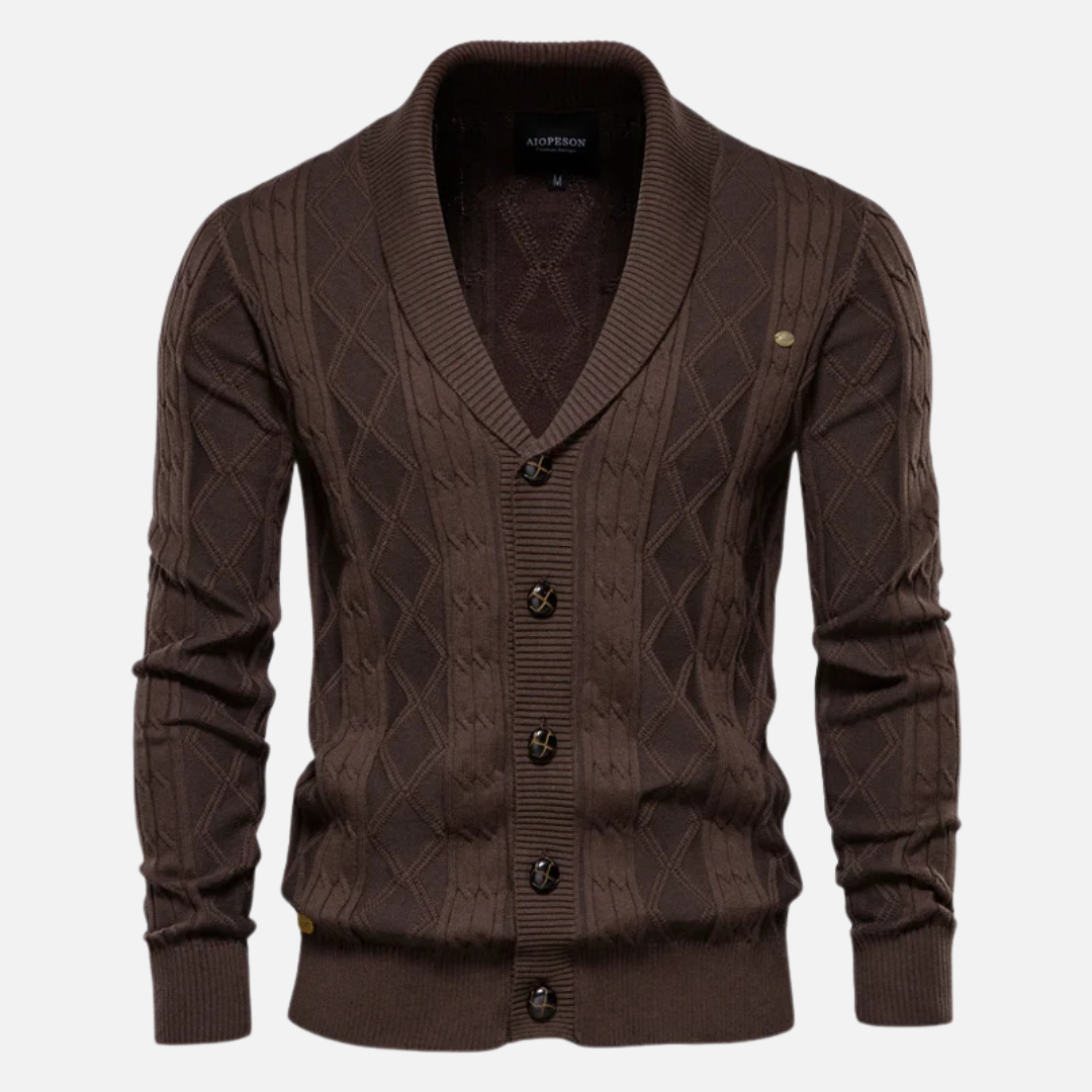Francisco | Suave Cardigan Argyle para Conforto