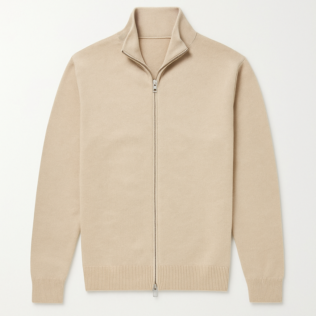 Cardigan - Combinação de Malha Ajustada com Camadas Suaves