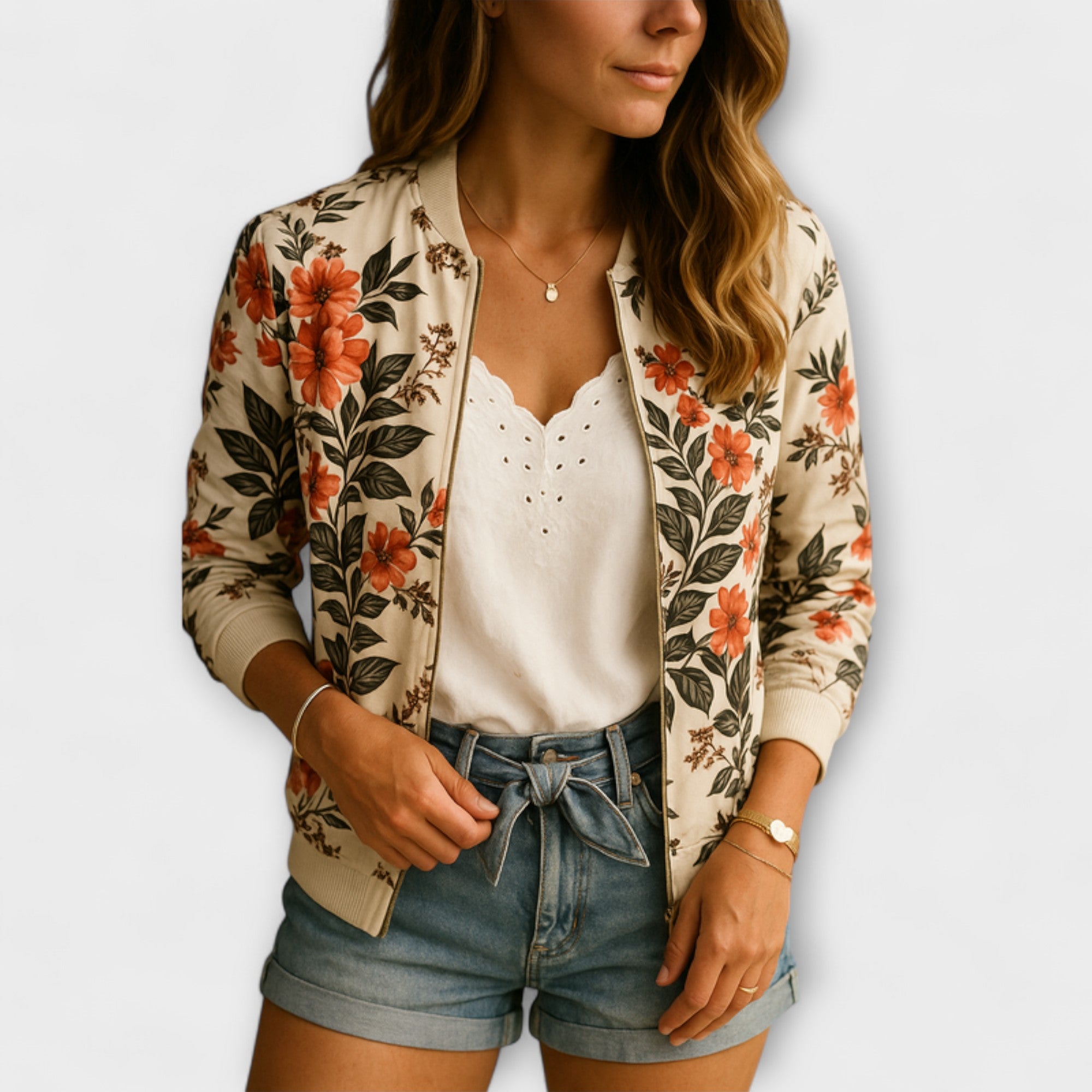 Andreia - Casaco bomber elegante floral