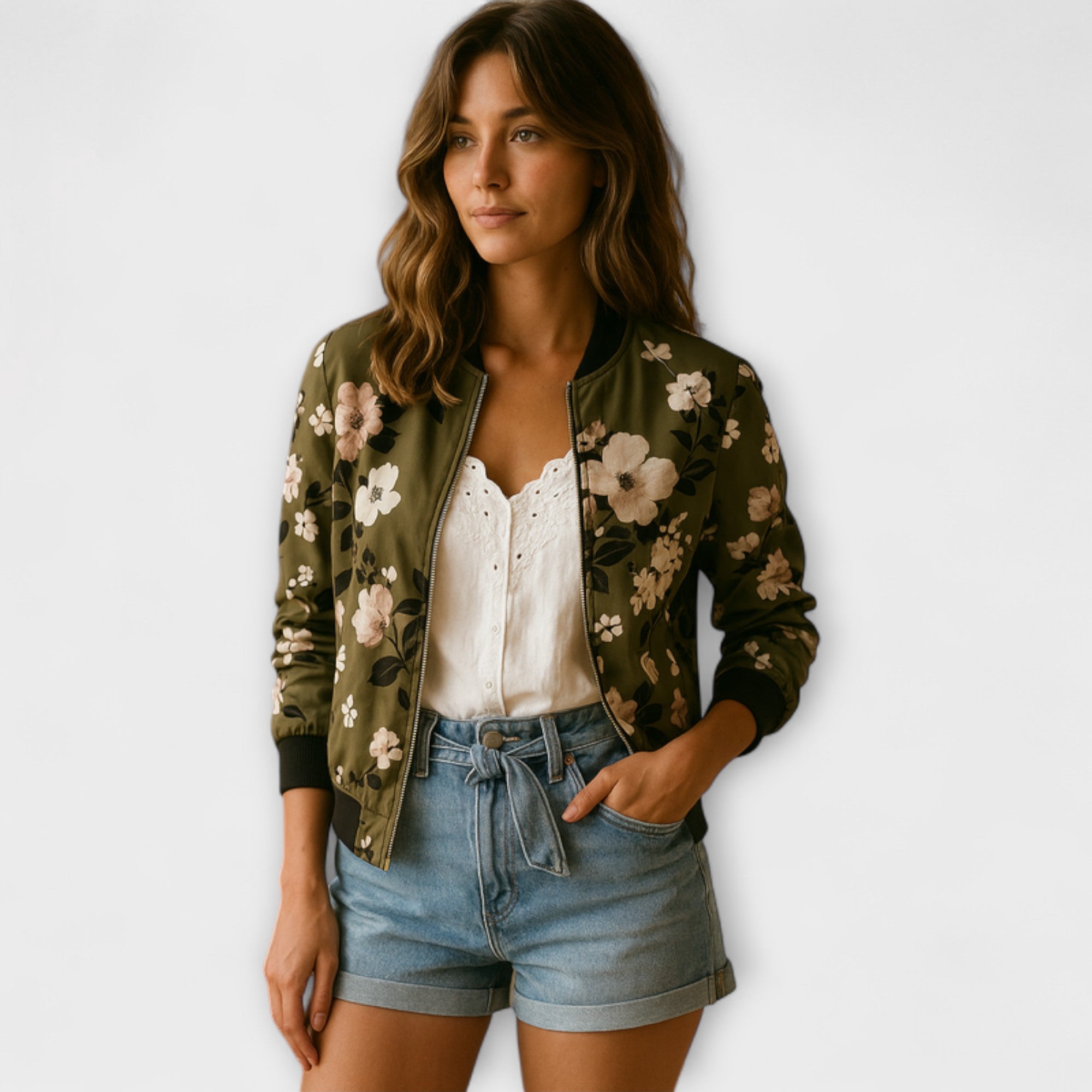Andreia - Casaco bomber elegante floral