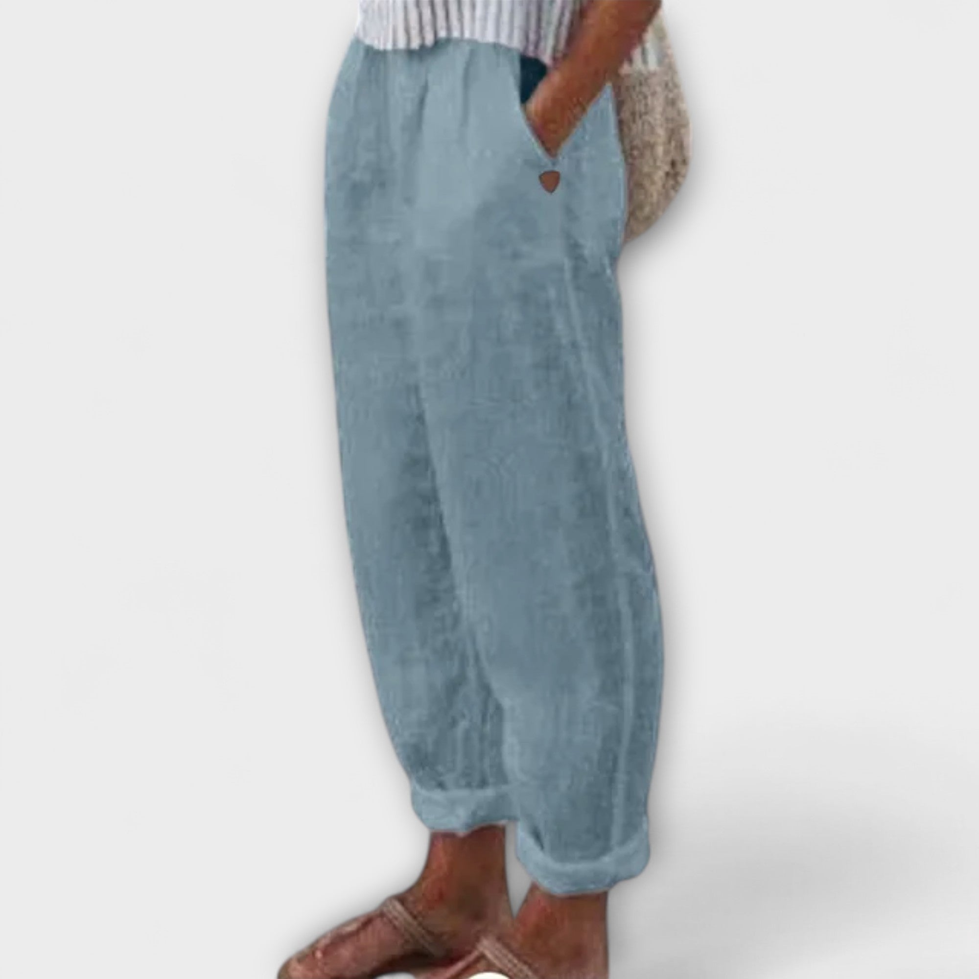 Clara - Calças com cintura suave e bolsos laterais