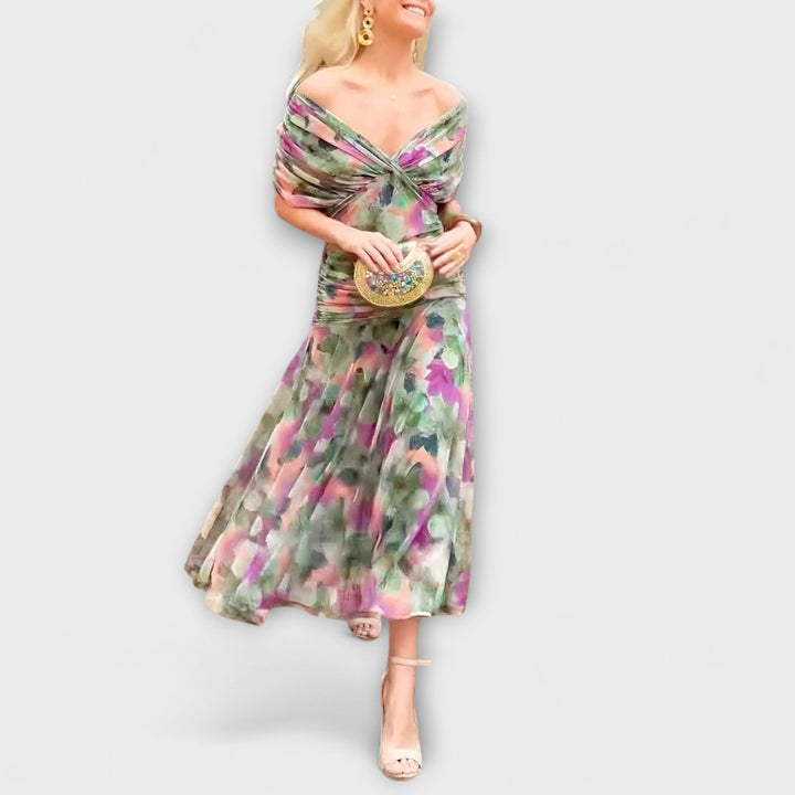 Aurora - Vestido Maxi com Decote em V Elegante