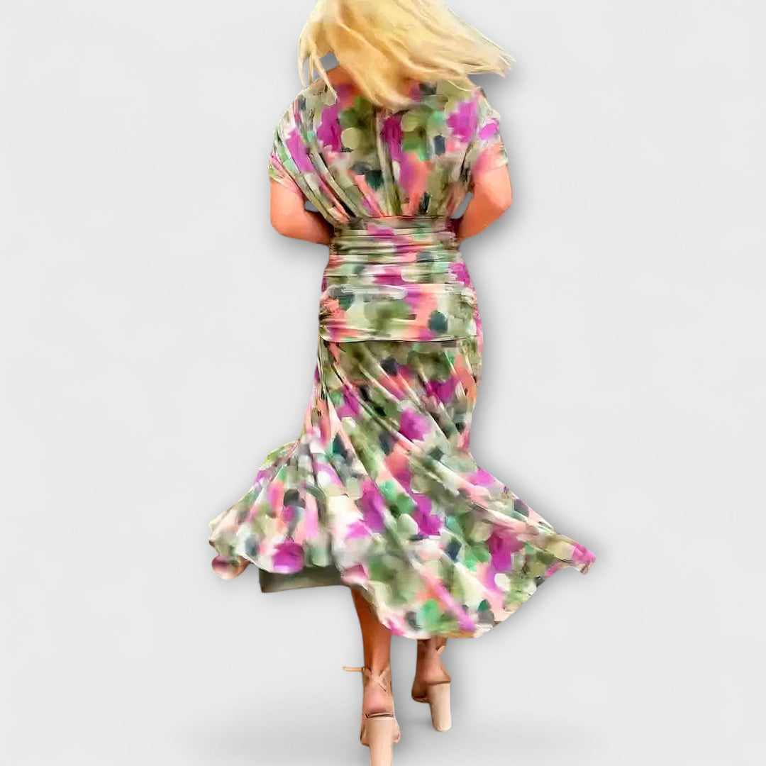 Aurora - Vestido Maxi com Decote em V Elegante