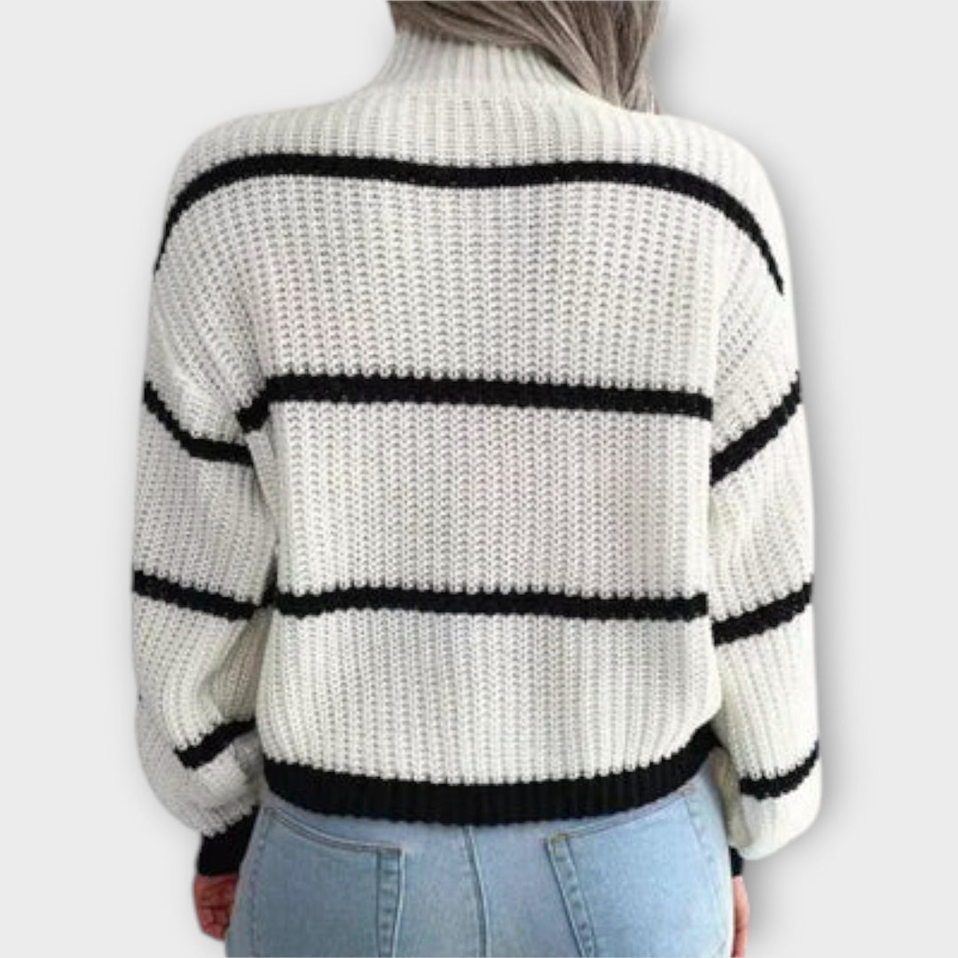 Chavala - Pullover de Gola Alta com Riscas