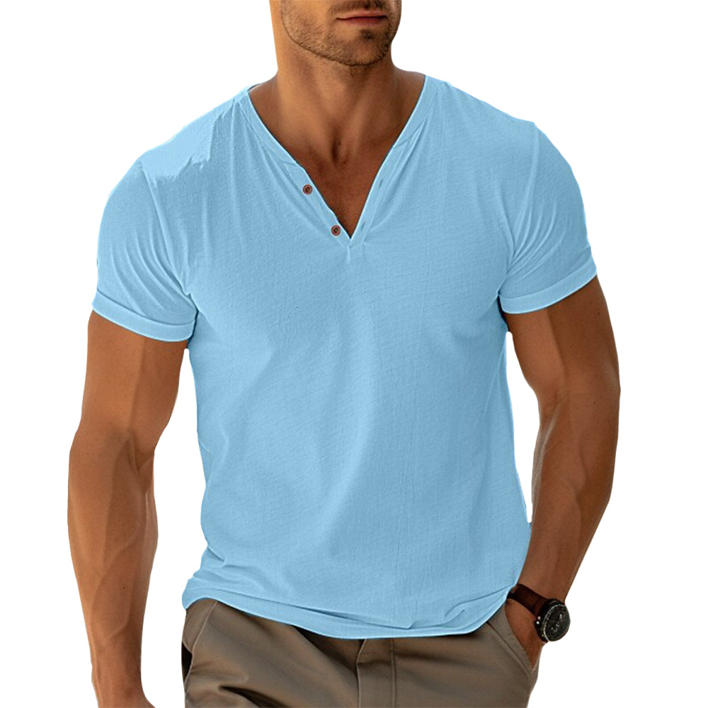 Camisa Henley com Botões Frontais e Corte Ajustado para Conforto em Movimento