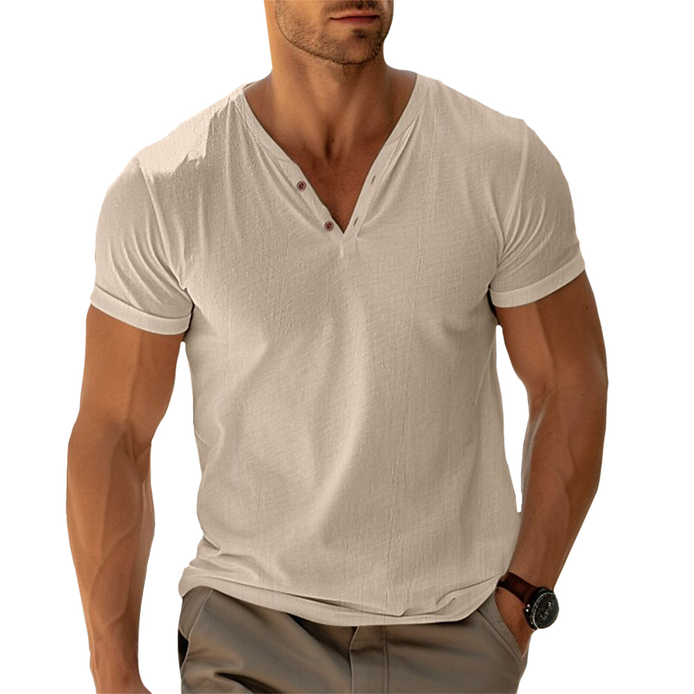 Camisa Henley com Botões Frontais e Corte Ajustado para Conforto em Movimento