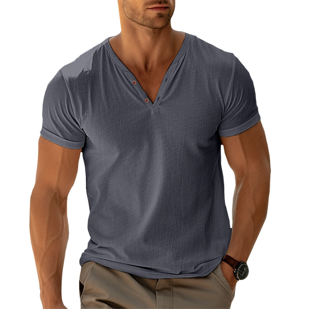 Camisa Henley com Botões Frontais e Corte Ajustado para Conforto em Movimento