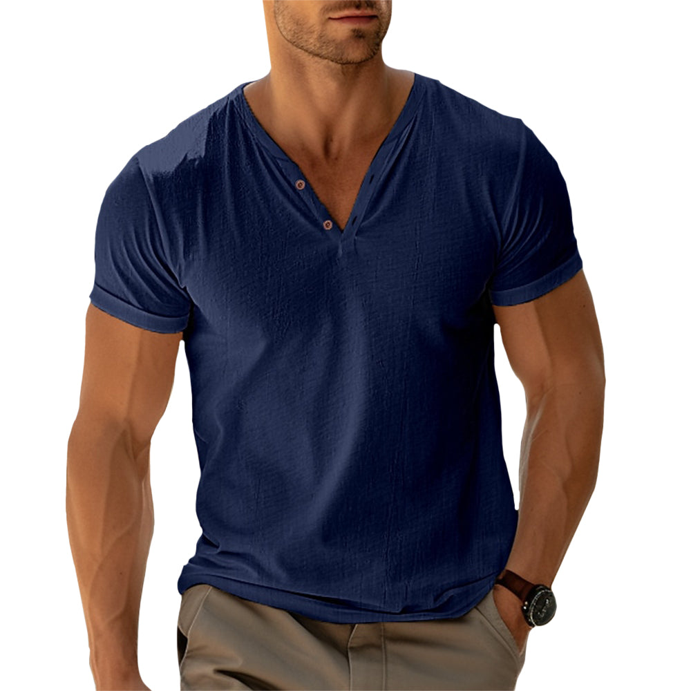 Camisa Henley com Botões Frontais e Corte Ajustado para Conforto em Movimento