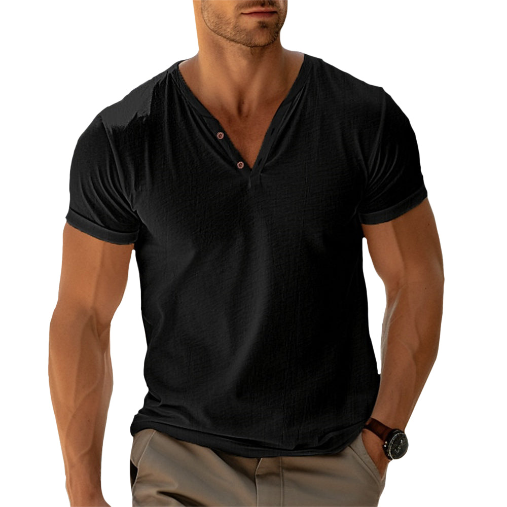 Camisa Henley com Botões Frontais e Corte Ajustado para Conforto em Movimento