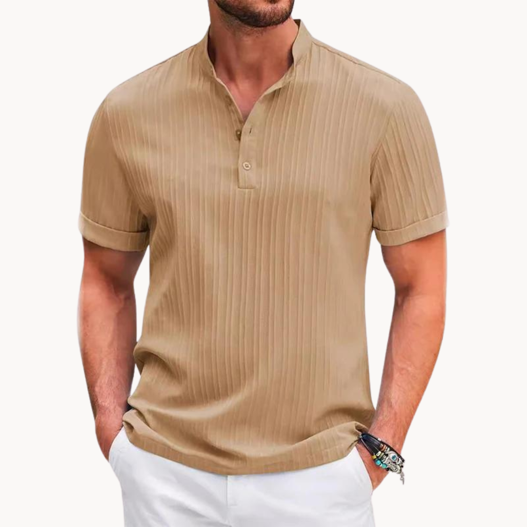 Camisa Henley - Placket Curto com Botões e Silhueta Flexível