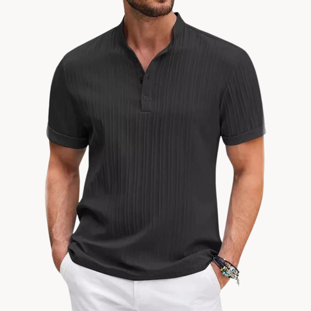 Camisa Henley - Placket Curto com Botões e Silhueta Flexível