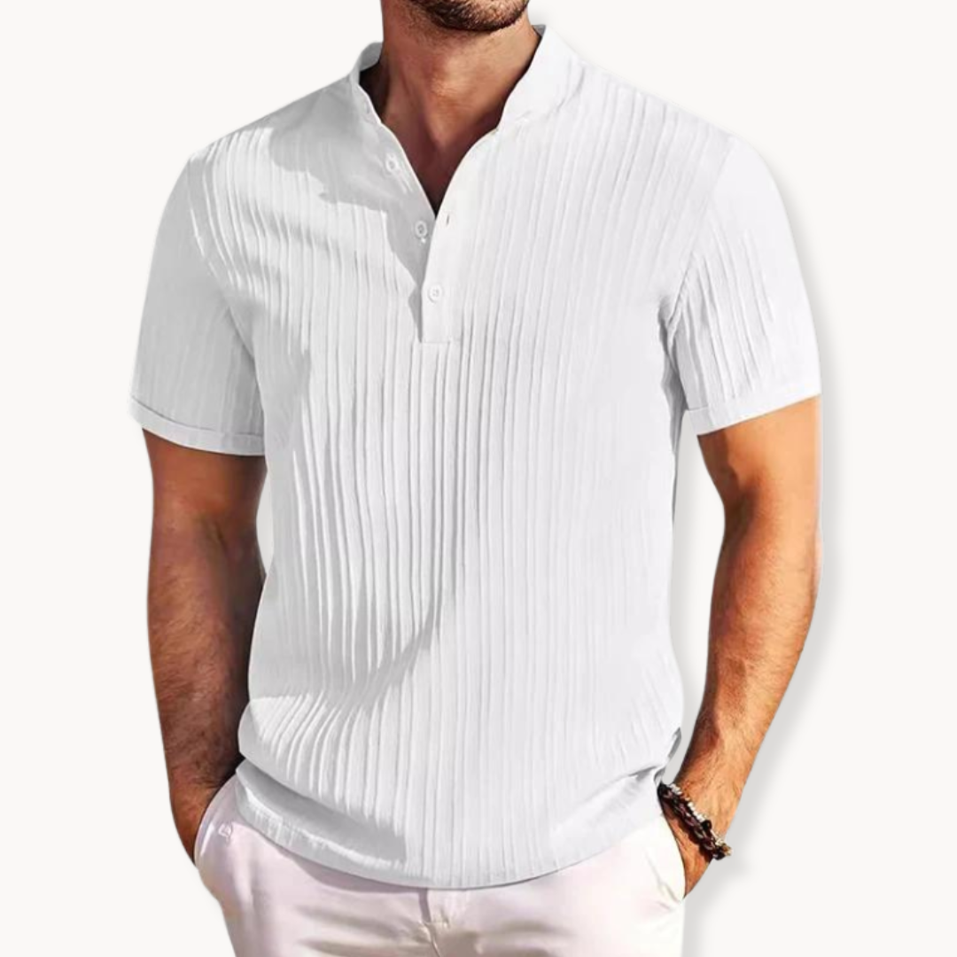 Camisa Henley - Placket Curto com Botões e Silhueta Flexível