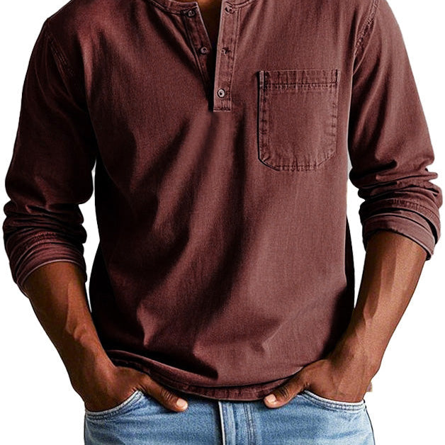 Camisa Henley - Com Pala de Botões Curta e Silhueta Ajustada