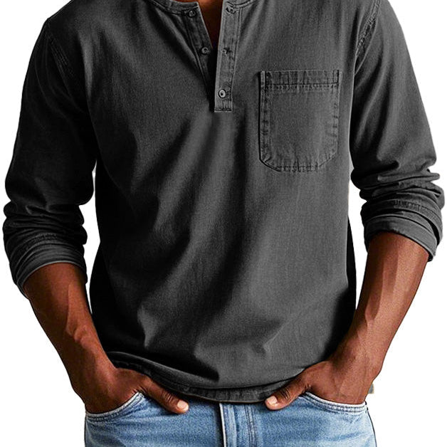 Camisa Henley - Com Pala de Botões Curta e Silhueta Ajustada