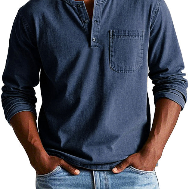 Camisa Henley - Com Pala de Botões Curta e Silhueta Ajustada