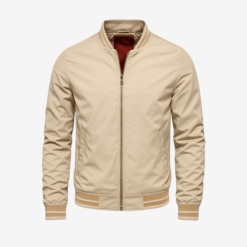 Casaco em Poliéster com Gola Canelada e Camadas Confortáveis