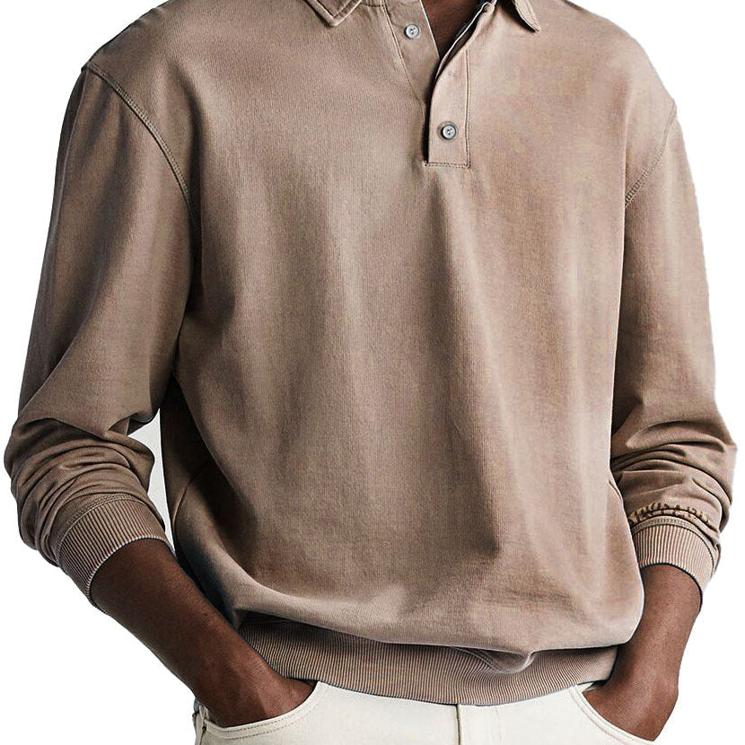 Elias – Camisa Polo de Botões em Cor Sólida