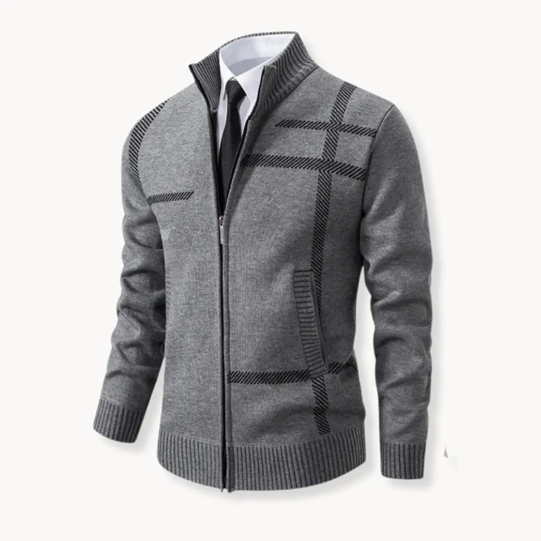 Suéter de Malha com Fecho Frontal Total em Lã Macia