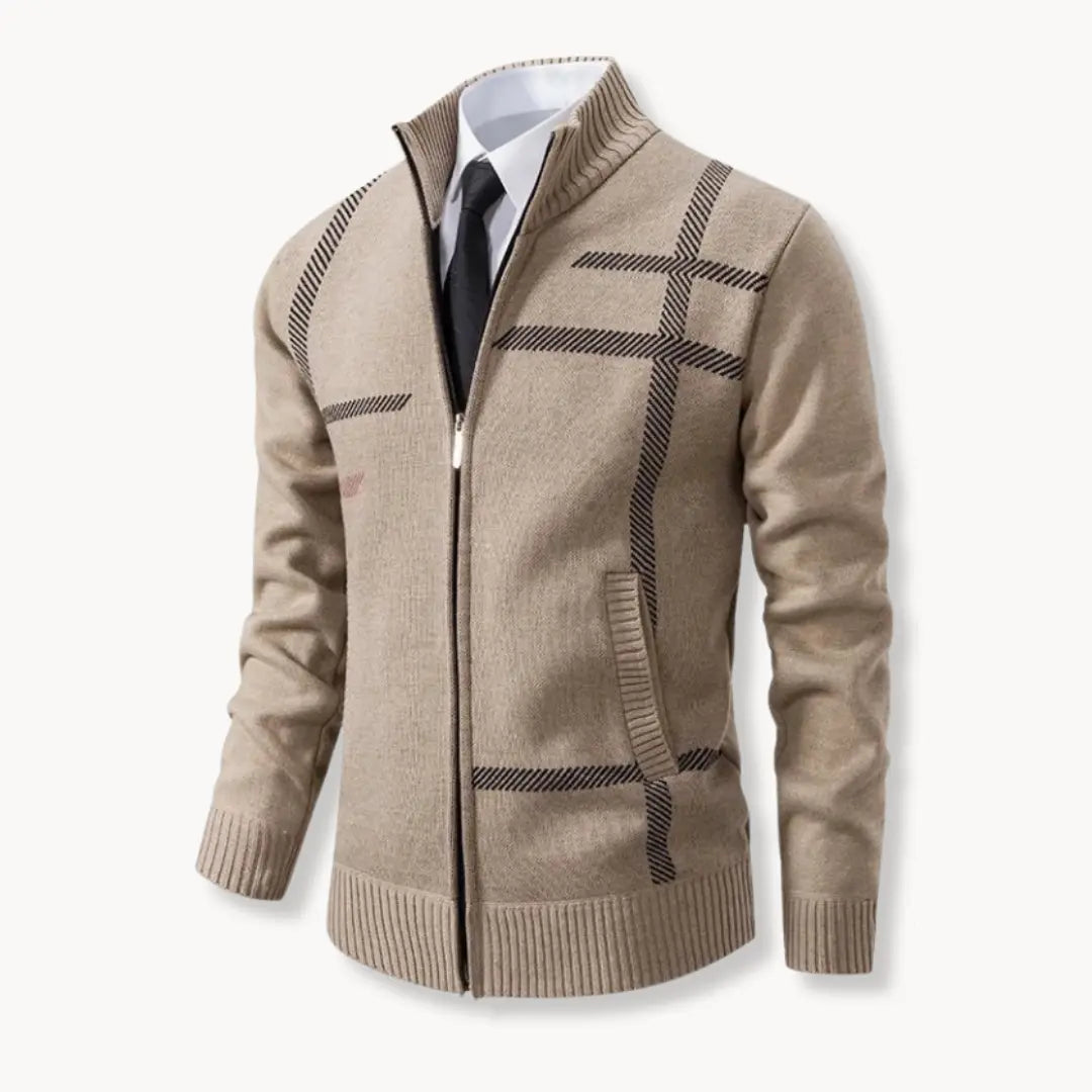 Suéter de Malha com Fecho Frontal Total e Mistura de Lãs Macias