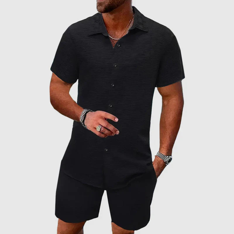 Conjunto Loungewear - Camisa Texturizada e Calças Relaxadas para Máximo Conforto