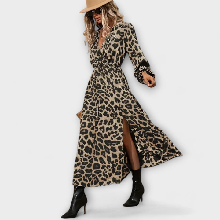 Natalie - Vestido Estiloso com Padrão de Leopardo