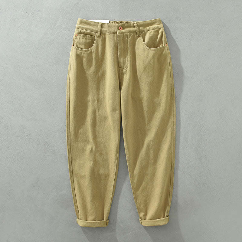 Calças com Cintura Ajustável em Tecido Natural e Ajuste Confortável