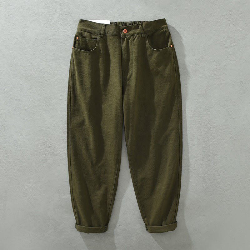 Calças com Cintura Ajustável em Tecido Natural e Ajuste Confortável