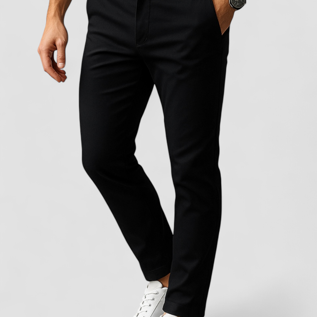 Calças Ajustadas em Tecido Macio com Acabamento Justo nos Tornozelos