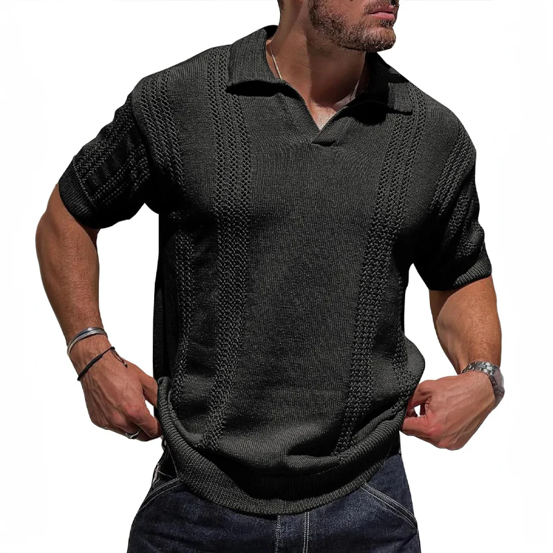 Polo Shirt - Breathable Fabric Blend with Folded Collar and Airflow Design