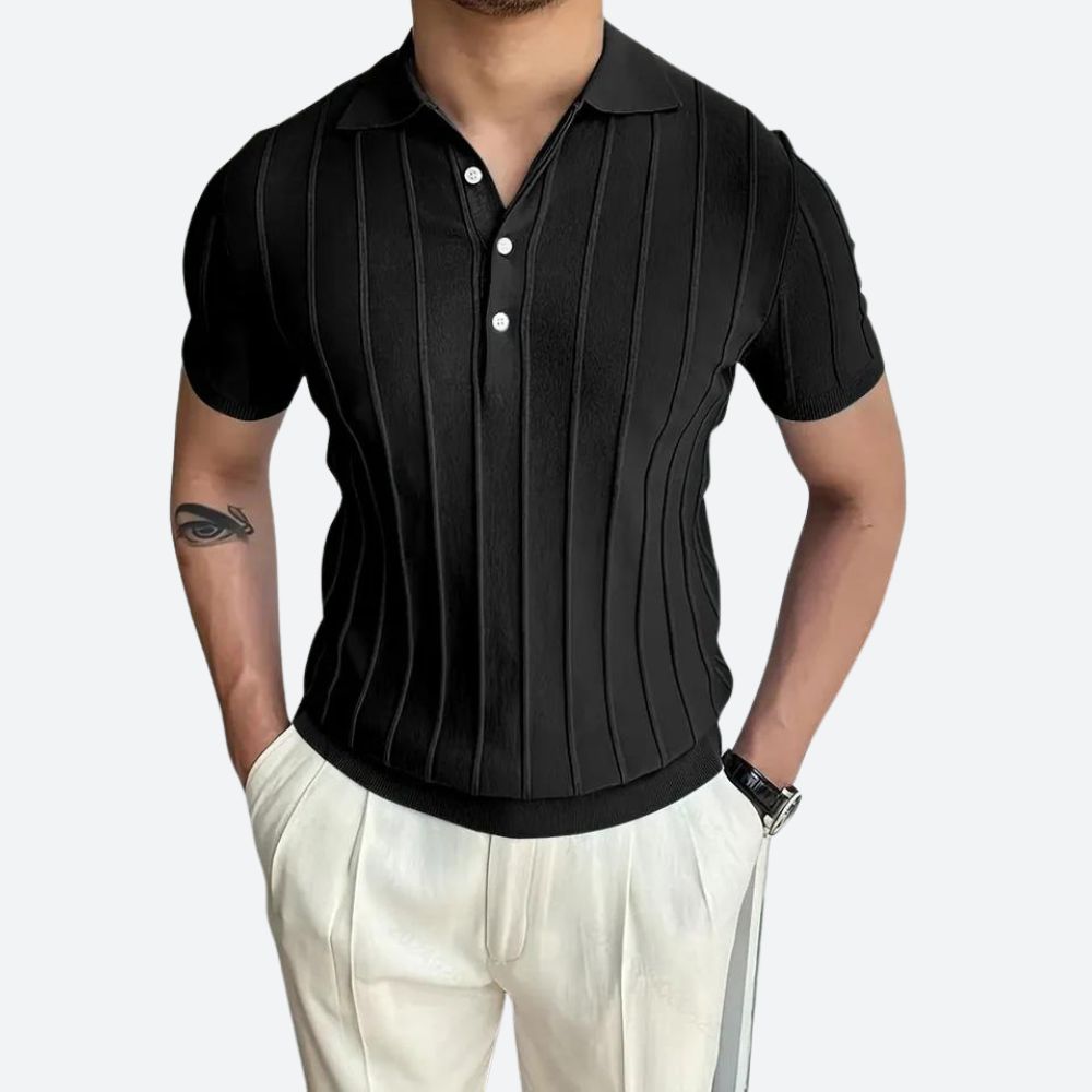 Polo Shirt – Stretch Blend with V-Neck and Flexible Fit
