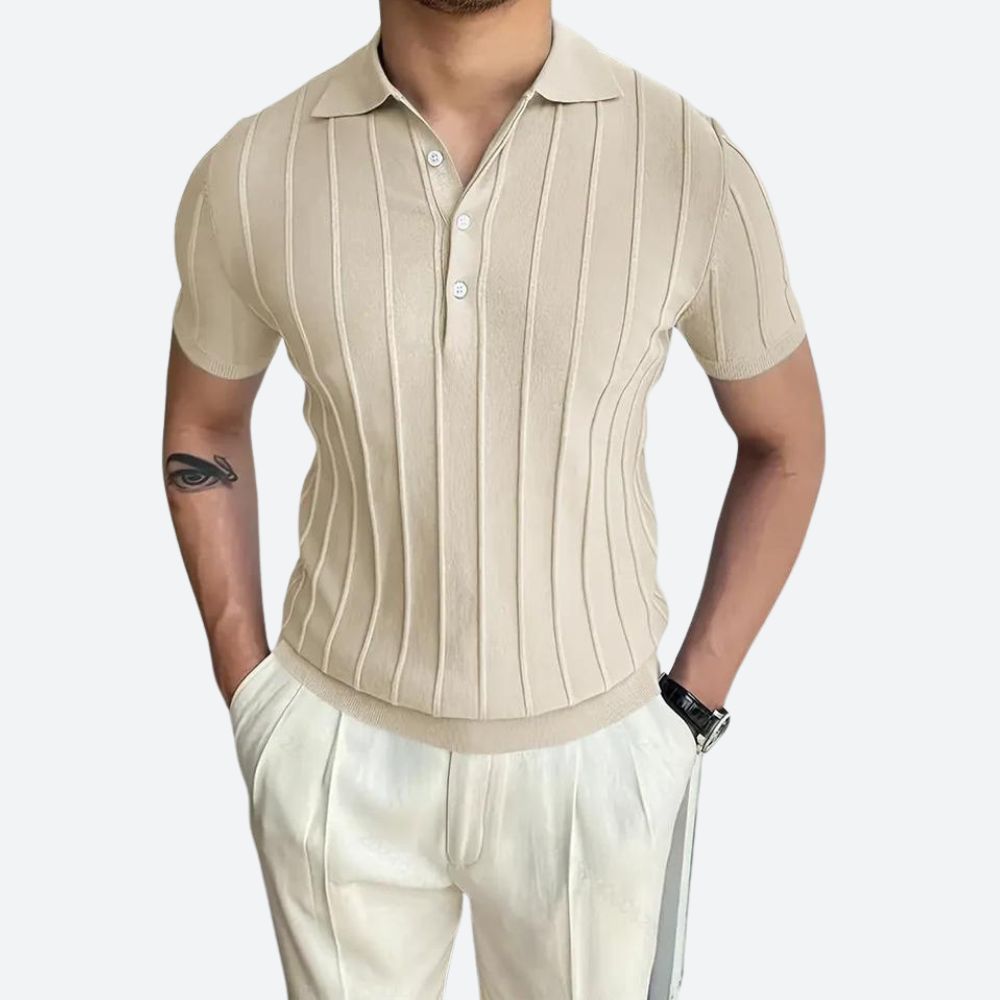 Polo Shirt – Stretch Blend with V-Neck and Flexible Fit