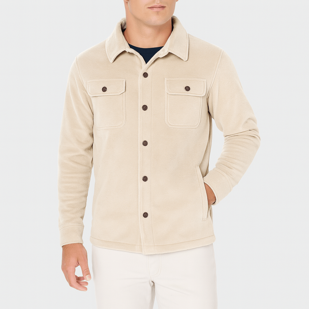 Casaco Poliéster com Colarinho Rebaixado e Corte Slim