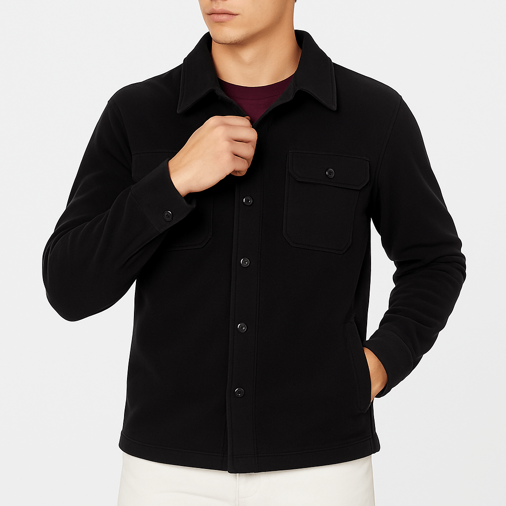 Casaco Poliéster com Colarinho Rebaixado e Corte Slim