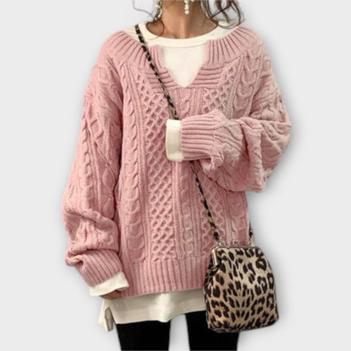 Pullover de malha oversized com padrão de trança
