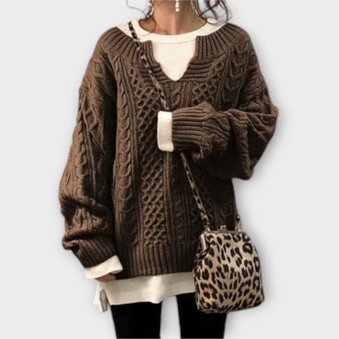 Pullover de malha oversized com padrão de trança