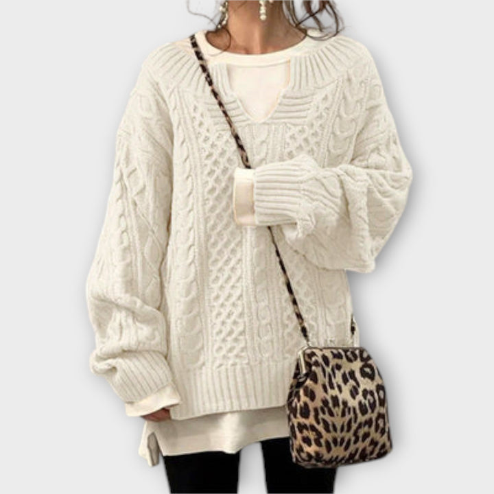 Pullover de malha oversized com padrão de trança
