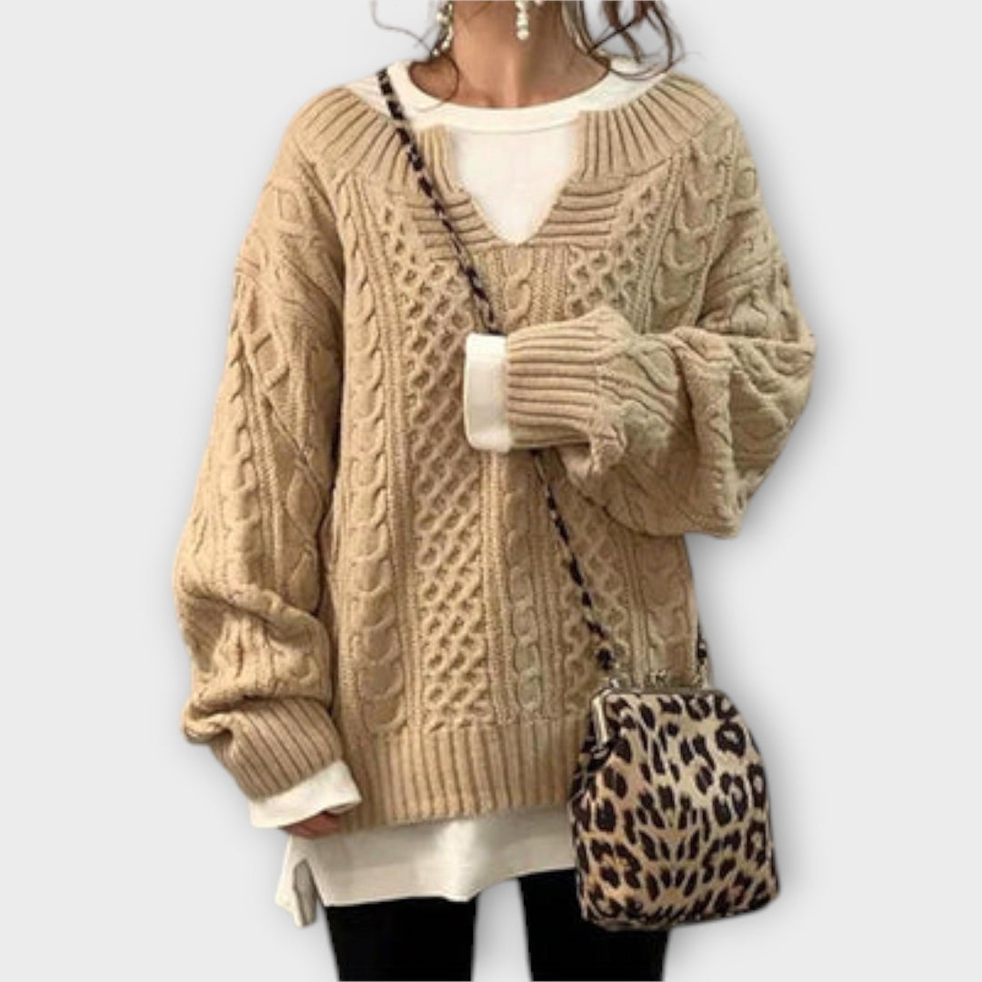 Pullover de malha oversized com padrão de trança