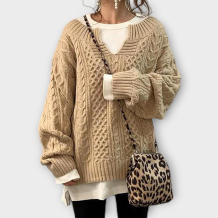 Pullover de malha oversized com padrão de trança