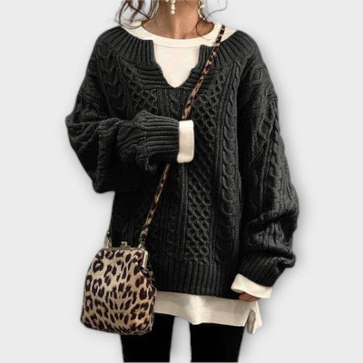 Pullover de malha oversized com padrão de trança